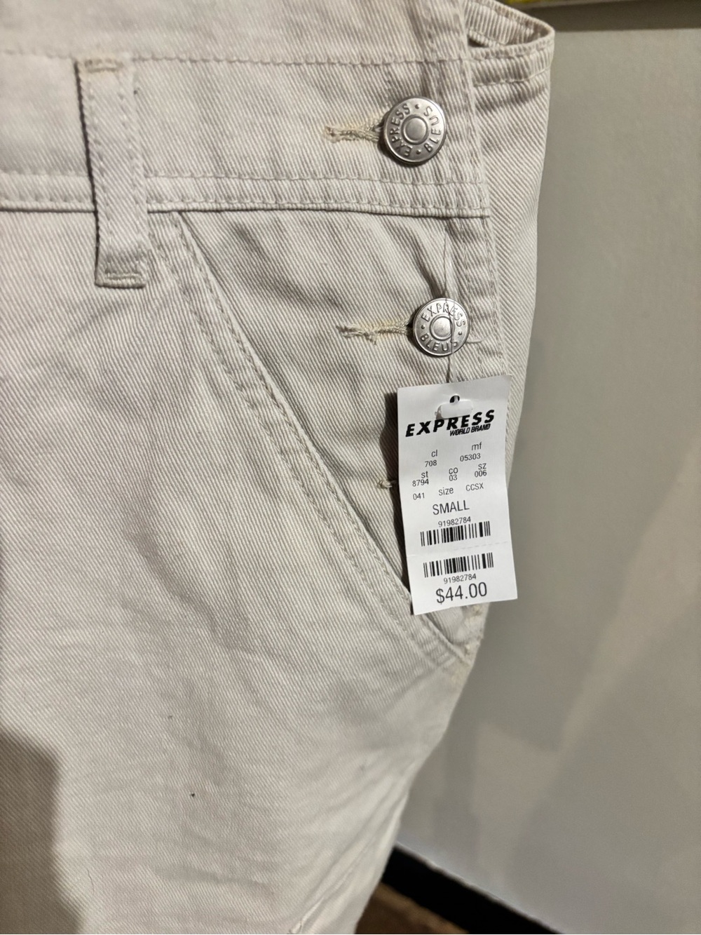 NWT Express cream denim utility overalls. Small - Picture 2 of 3